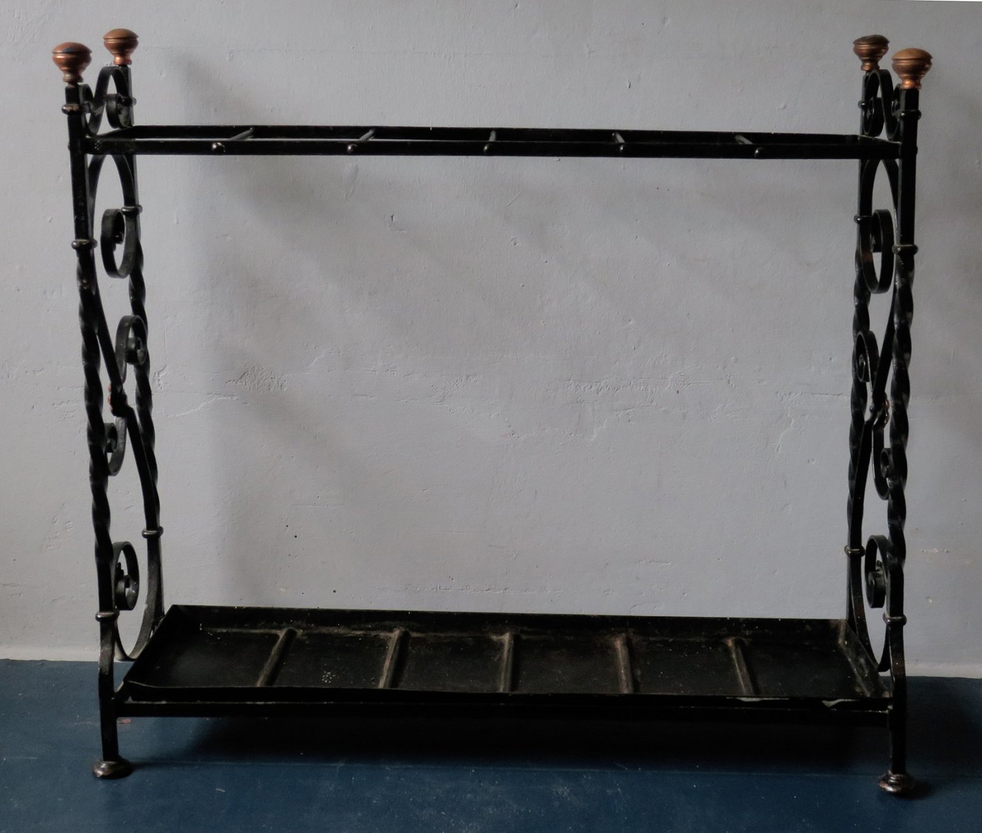 Wrought Iron and Brass Umbrella Stand, 1890s for sale at Pamono