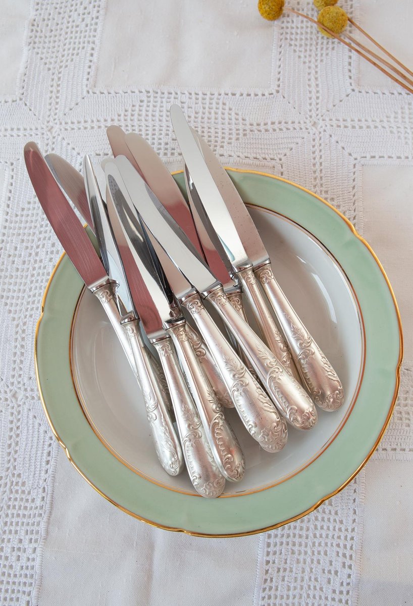 French Louis XV Style Entremet Knives by François Frionnet, 1940s, Set ...