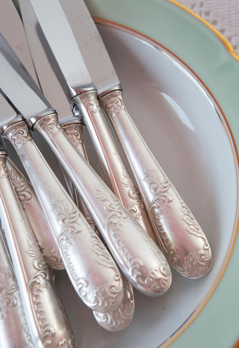 French Louis XV Style Entremet Knives by François Frionnet, 1940s, Set ...