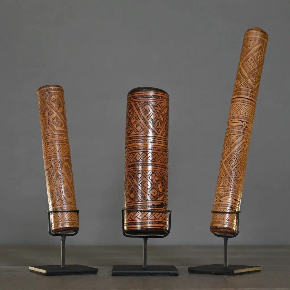 Carved Wooden Ointment Boxes, Timor, Set of 2 for sale at Pamono