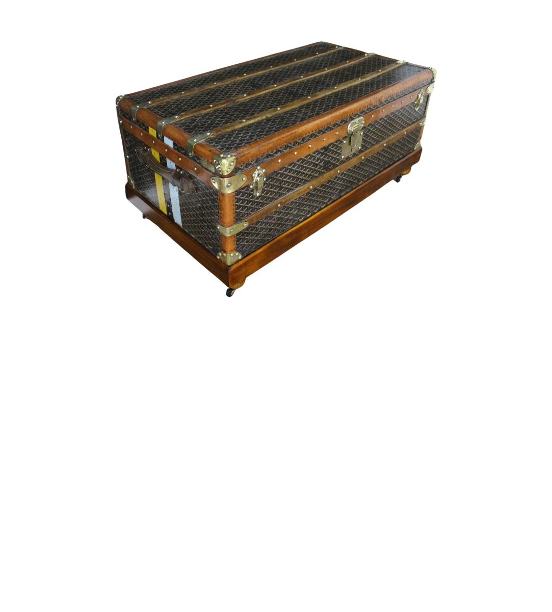 Malle Niche En Toile Marron R2854 - Rangement Vintage Made In France - Reconditionnée