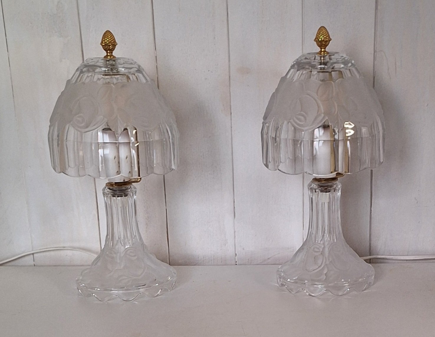 Vintage Bedside Lamps with Crystal Glass Base, 1970s, Set of 2 for sale — free download