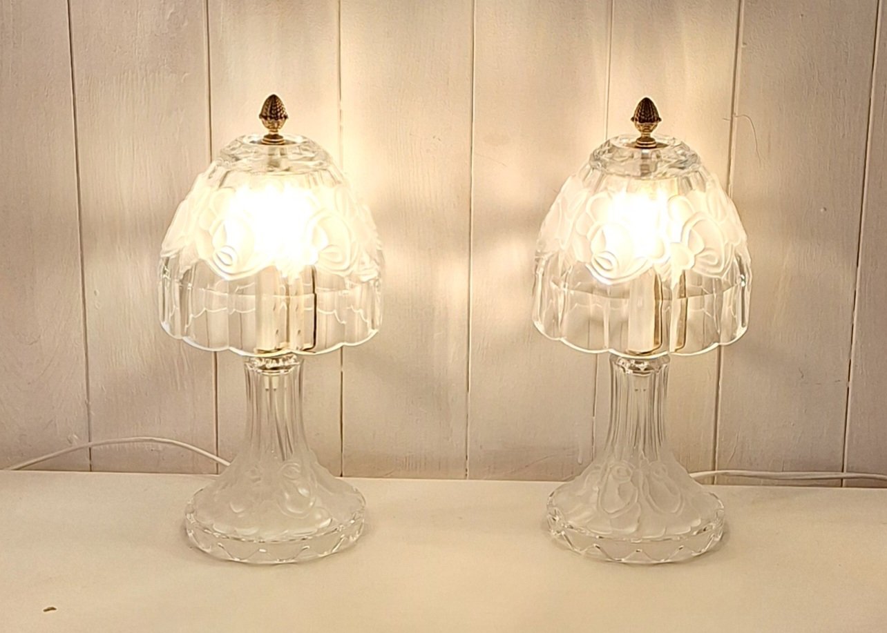 Vintage Bedside Lamps with Crystal Glass Base, 1970s, Set of 2 for sale — free download