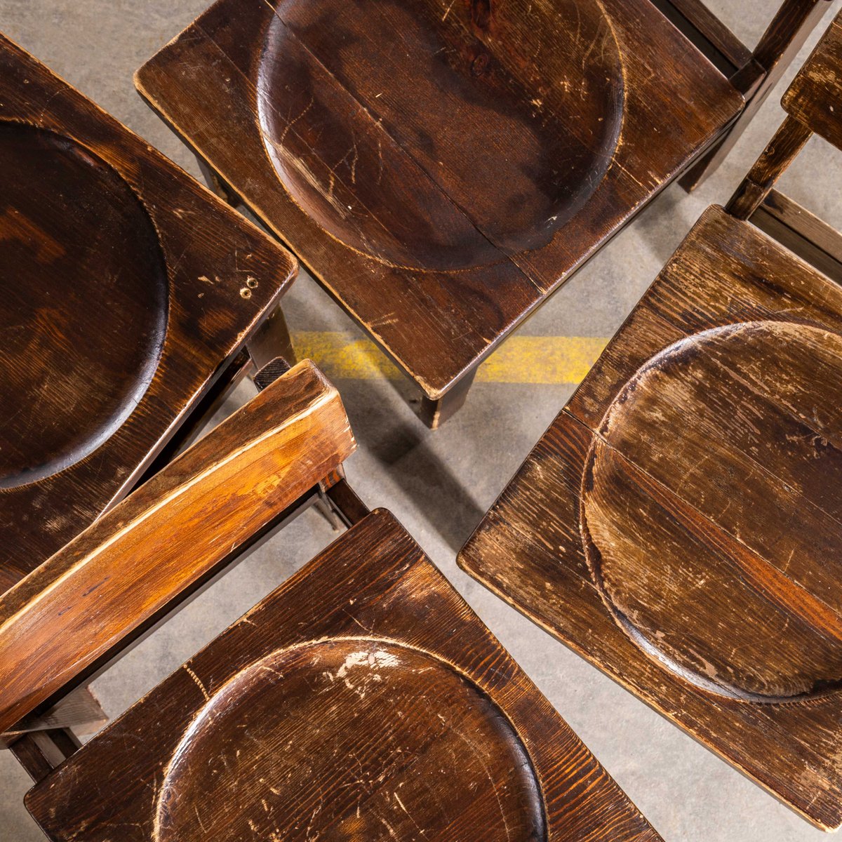 Photo inspiration: Used Pitch Pine Dining Set Reference: Mid Century Pitch Pine Cube Dining Chairs 1950S Set Of