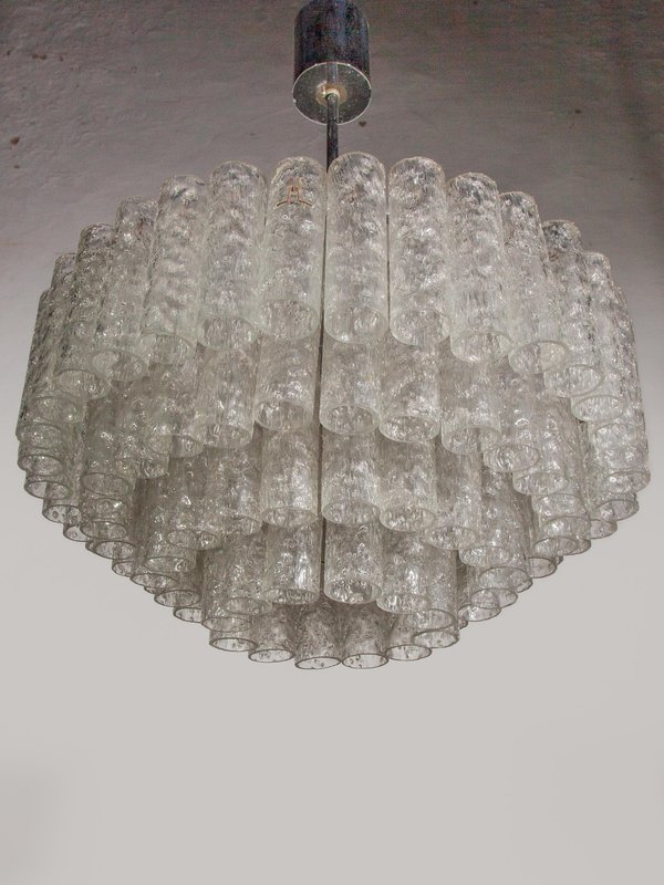 Lampadario grande in vetro ghiacciato di Doria, anni '60 in vendita su ...