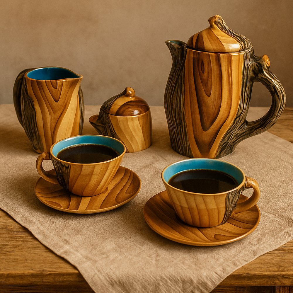 Modern Tea Service by Grandjean-Jourdan for Vallauris, 1955, Set of 5 ...
