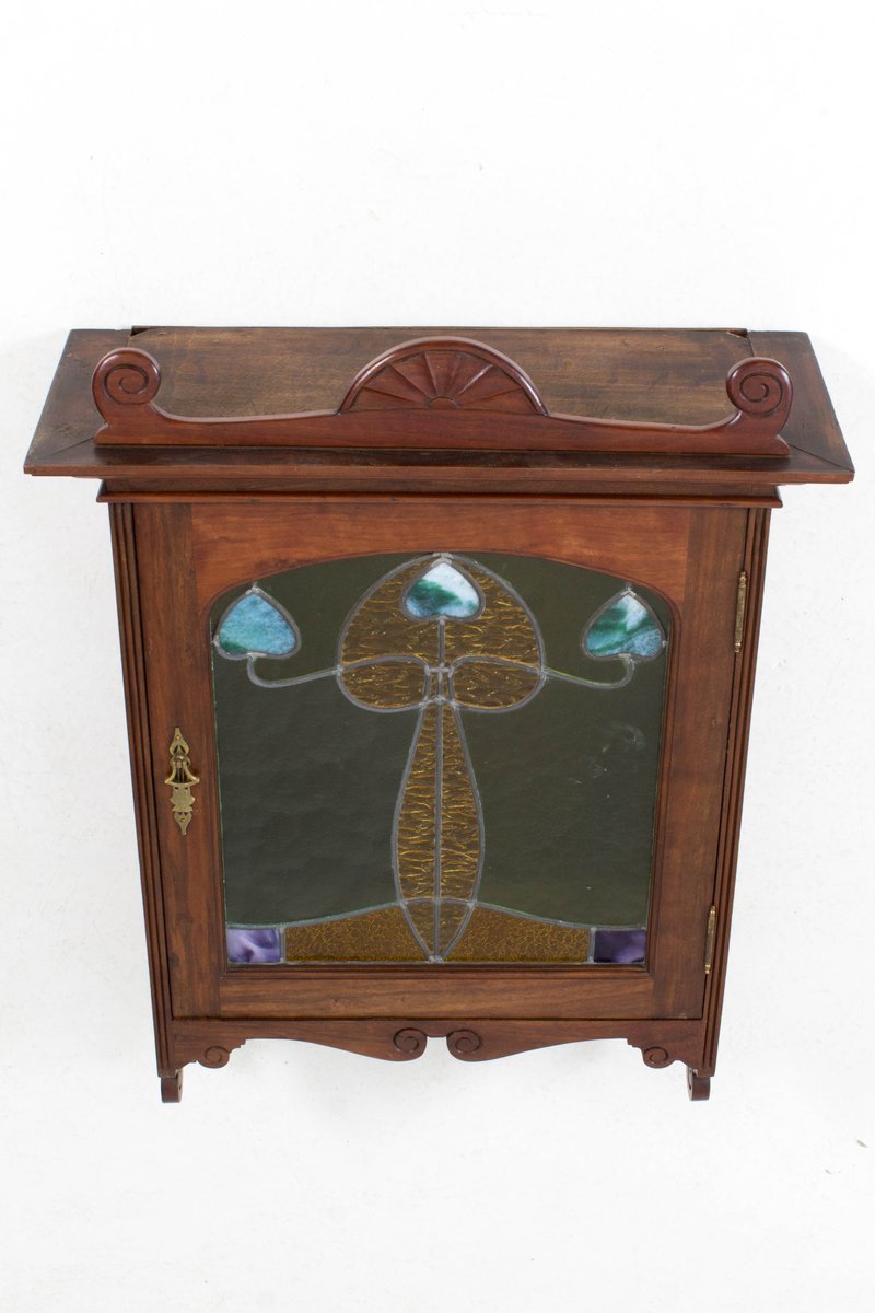 Meuble Mural 1900 meuble de rangement mural nouveau en noyer et porte en Meuble Mural 1900 meuble de rangement mural nouveau en noyer et porte en