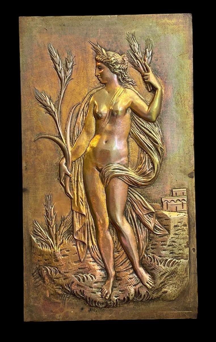 Antique Bronze Bas-Relief Plaques with Spring and Summer Motifs, France ...