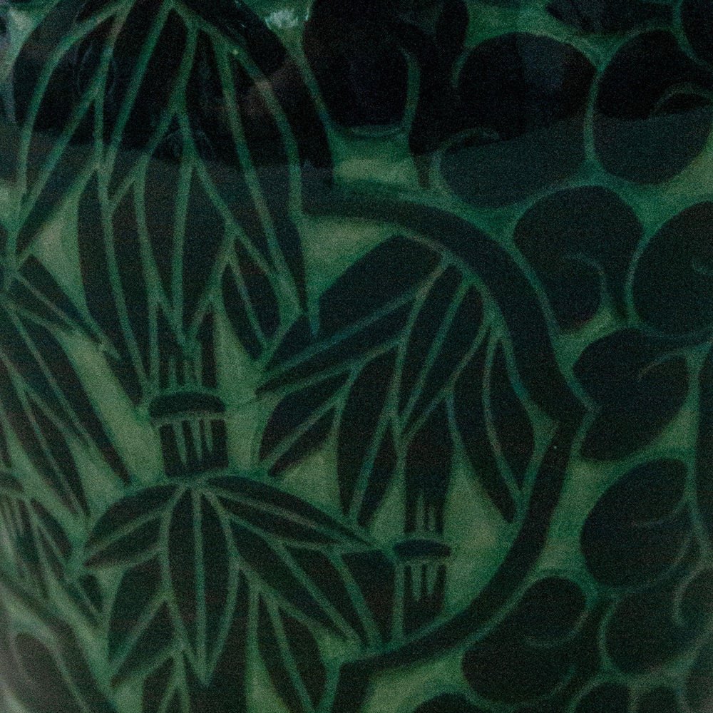 Asian Studio Pottery Green Bamboo Motif Vase, 1960s for sale at Pamono