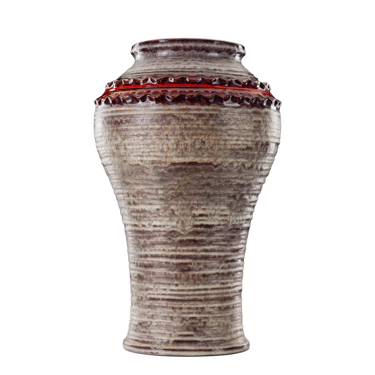 Red and Sand-Colored Ceramic Model 106 1145 Floor Vase from Jasba ...