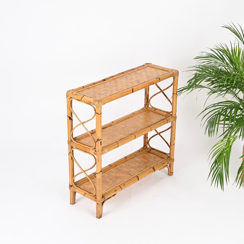 Maison Riviera Rattan Console Table French Riviera Étagère or Console Table in Bamboo and Rattan, Italy ...