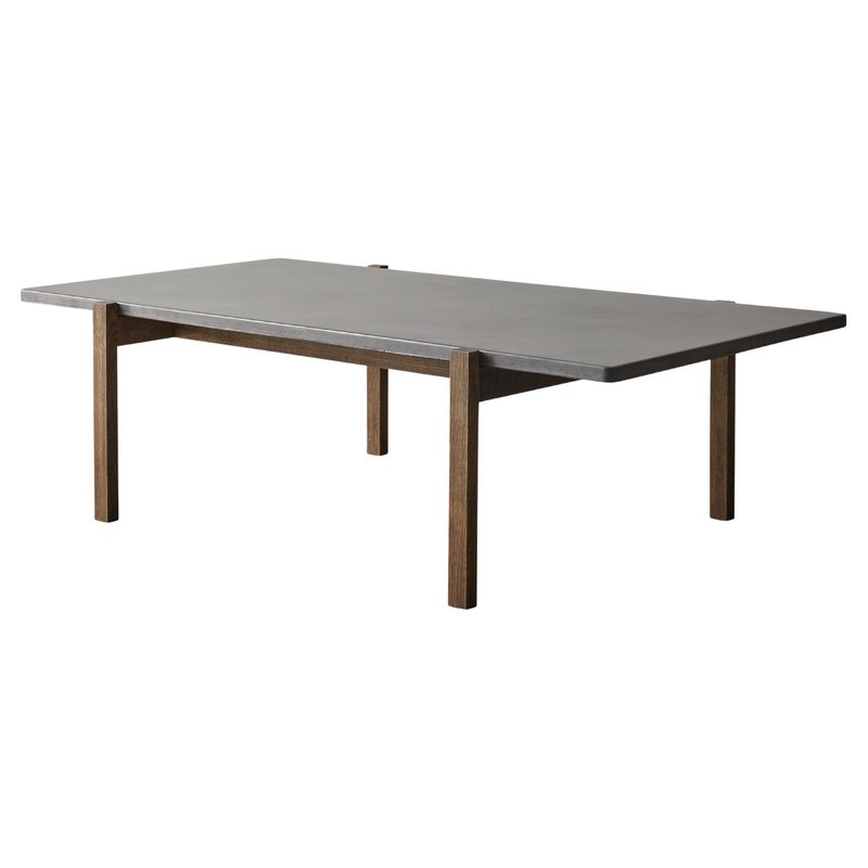Mesa de centro Eugene de hormigón oscuro y patas de roble oscuro de ...