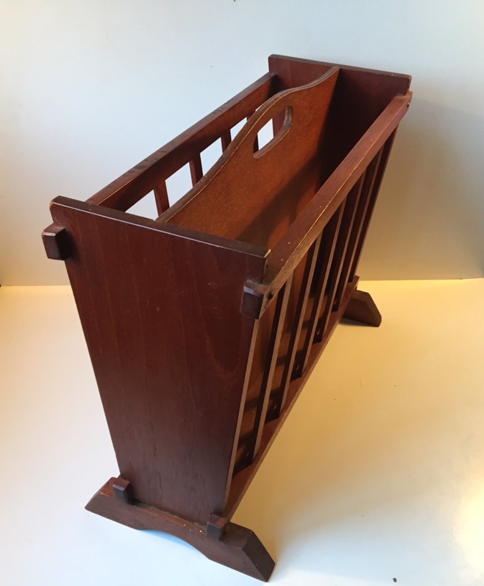 Danish Modern DoubleSided Teak Magazine Rack, 1960s for sale at Pamono