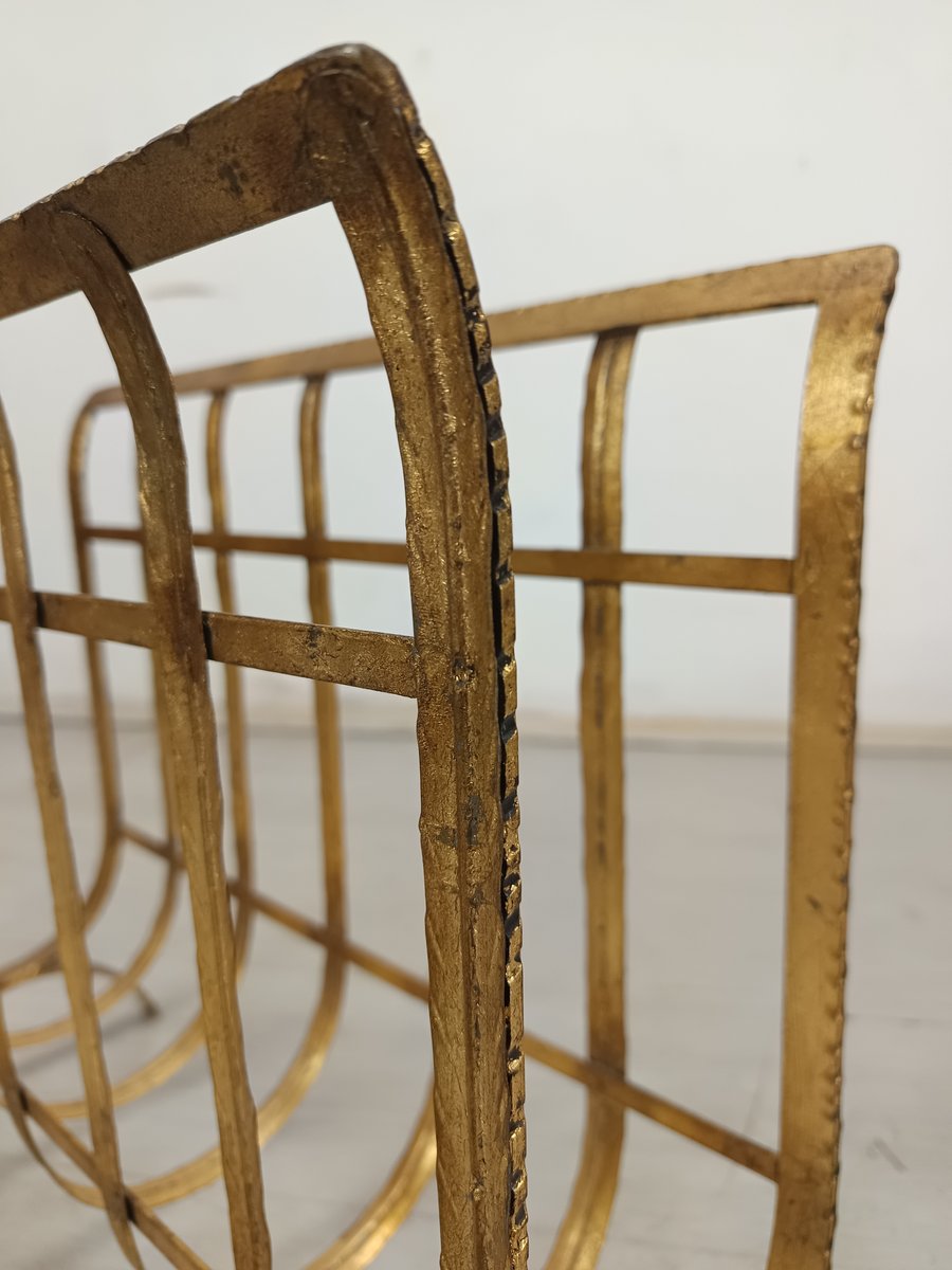 Vintage Gold Magazine Rack, 1970s for sale at Pamono