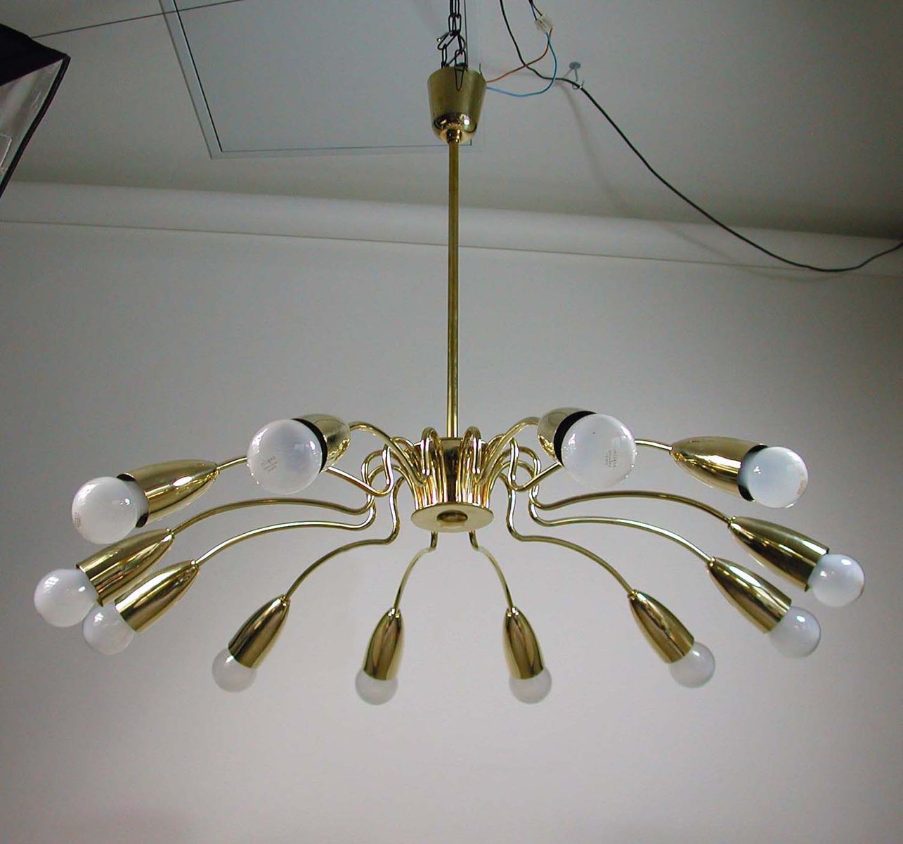 Vintage Italian 12 Light Brass Sputnik Chandelier 1950s For At Vintage Italian 12 Light Brass Sputnik Chandelier 1950s