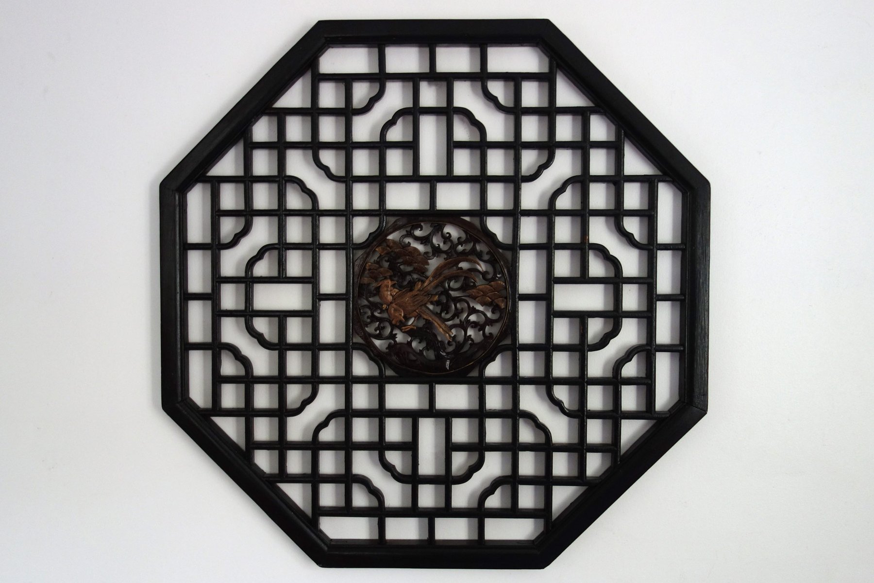 Mid-Century Octagonal Carved Wooden Wall Panel, China for sale at Pamono