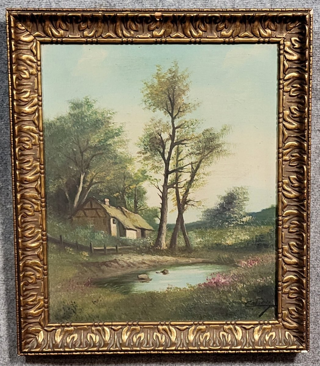 Henri Catrou, Lakeside Landscape, 1800s, Oil on Canvas, Framed for sale ...