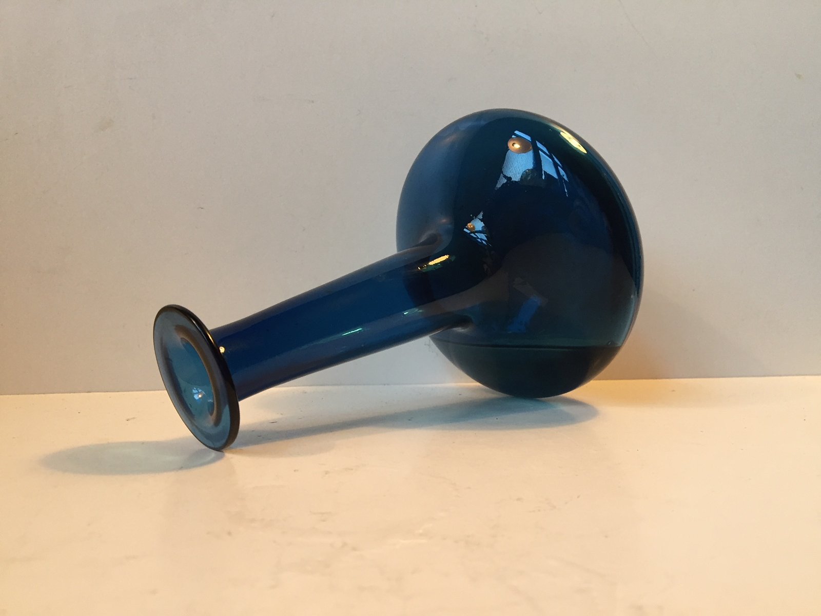 Danish Modern Blue Capri Glass Vase by Jacob E. Bang for Holmegaard