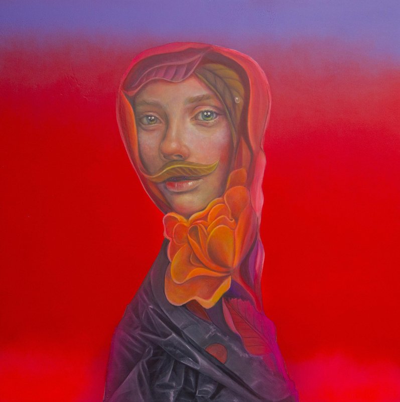 Natasha Lelenco, Anthropomorphic Floral Portrait Painting with Hybrid ...