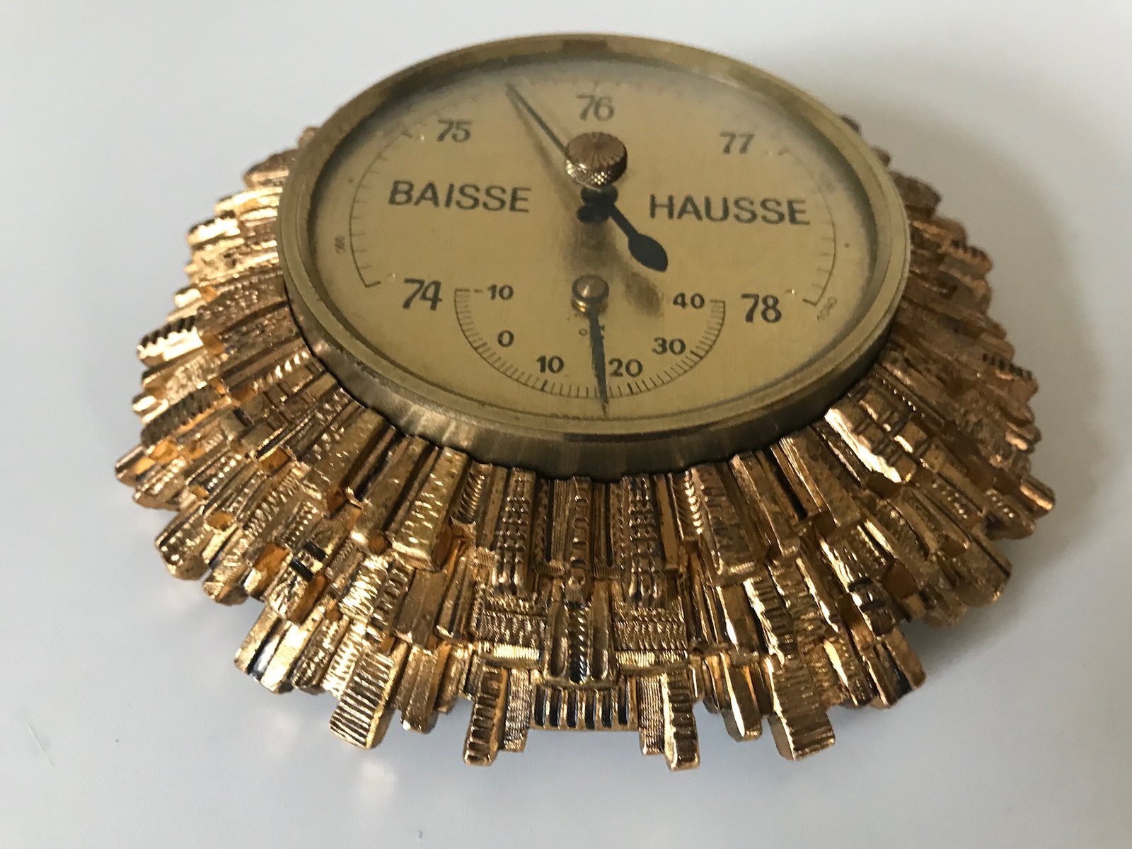 Wetterwarte aus Messing in Sonnen Optik von Lufft, 1960er bei Pamono kaufen