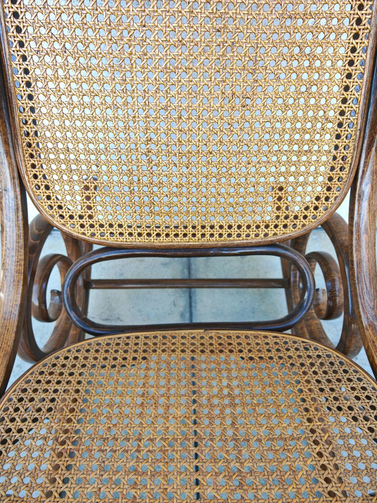 Yugoslavian Rocking Chair Art Nouveau Rocking Chair in Bentwood and Cane attributed to Mundus ...