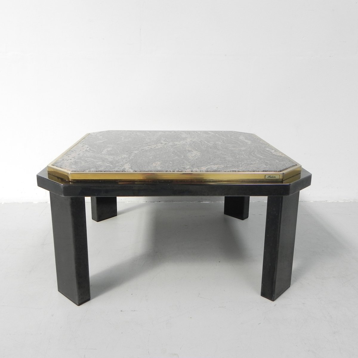 Hollywood Regency Fedam Coffee Table in Marble and Steel Frame, 1970s ...