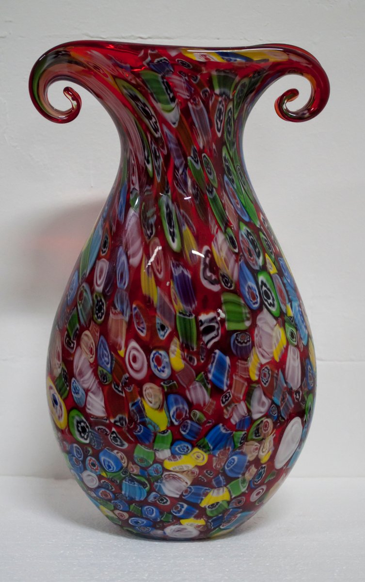 Vase Vintage en Verre de Murano Multicolore de Fratelli Toso, Italie