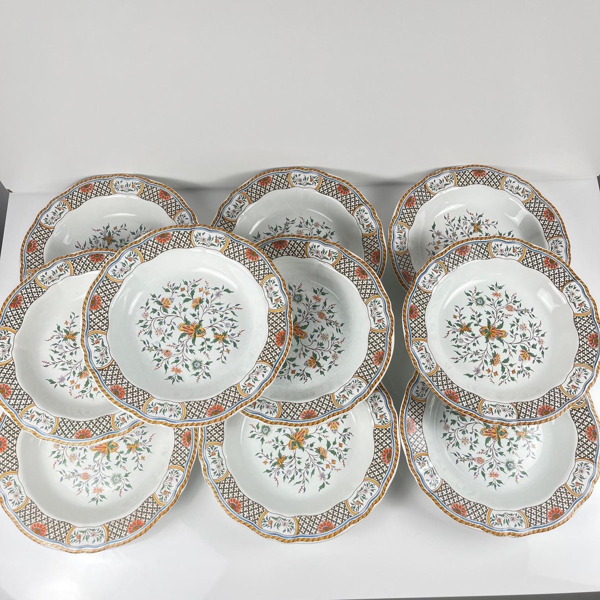 Soup Plates with Rouen Sainfoin Pattern from Gien, 1990, Set of 10 for ...