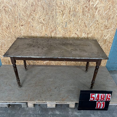 Vintage Zinc Top Rectangular Dining Table, 1950s for sale at Pamono