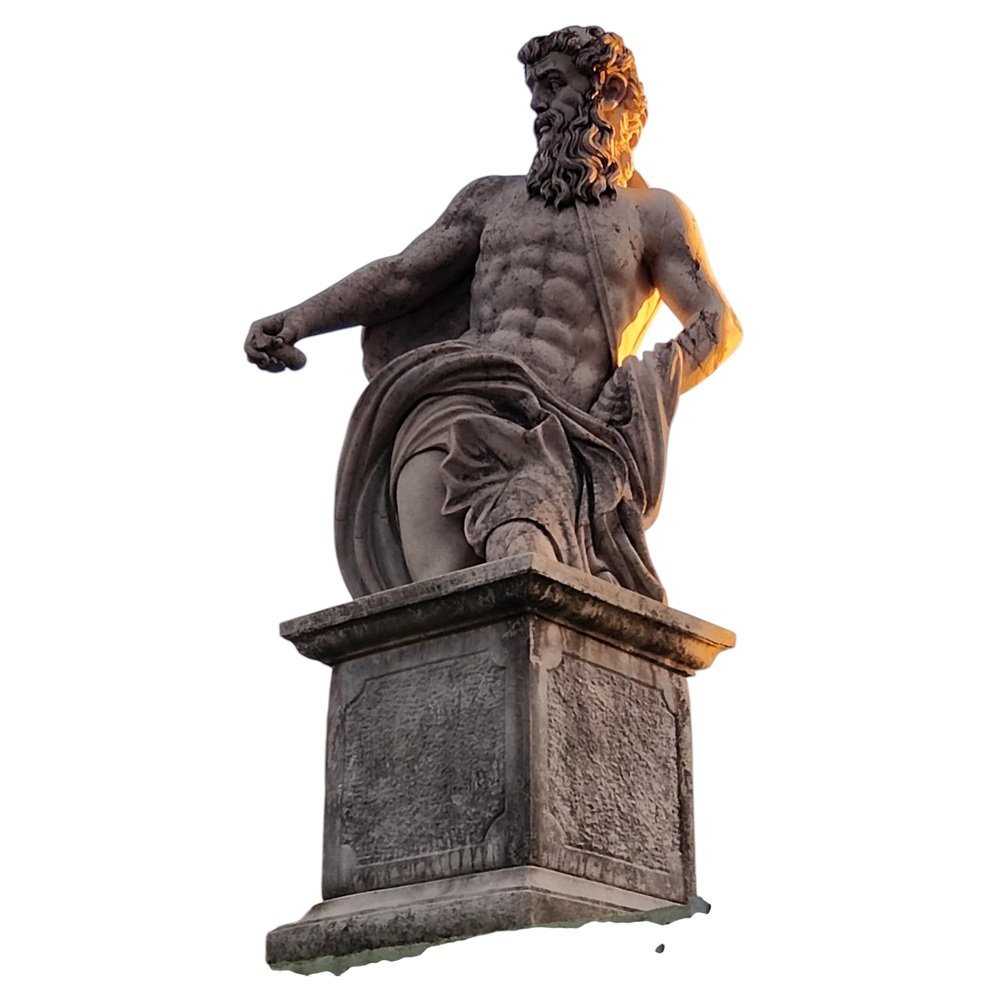 Antique Italian Marble Zeus Statue with Base, 1900 for sale at Pamono