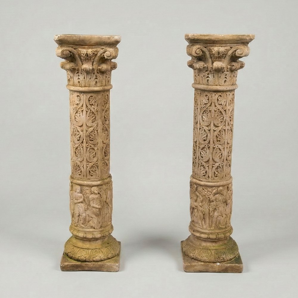 Neo Renaissance Column Neo-Renaissance Style Sculpted Columns in Reconstituted Stone, 1900s ...