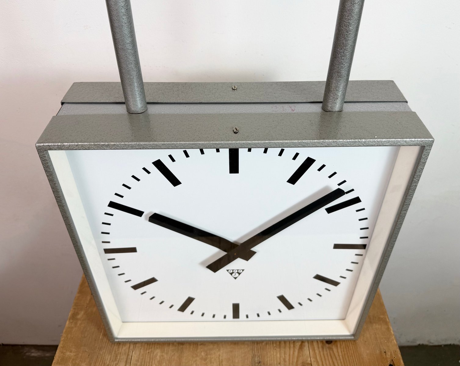 Large Industrial Double-Sided Factory Clock from Pragotron, 1970s for ...