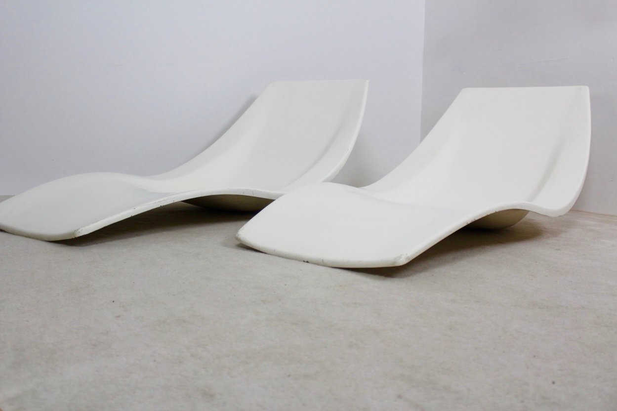 Chaise-longues auxiliares de patio o piscina francesas de poliéster