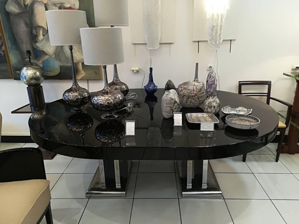 Large Black Lacquered Dining Room Table 1930s 7 2426700 Price Per Piece Large Black Lacquered Dining Room Table 1930s 7 2426700 Price Per Piece