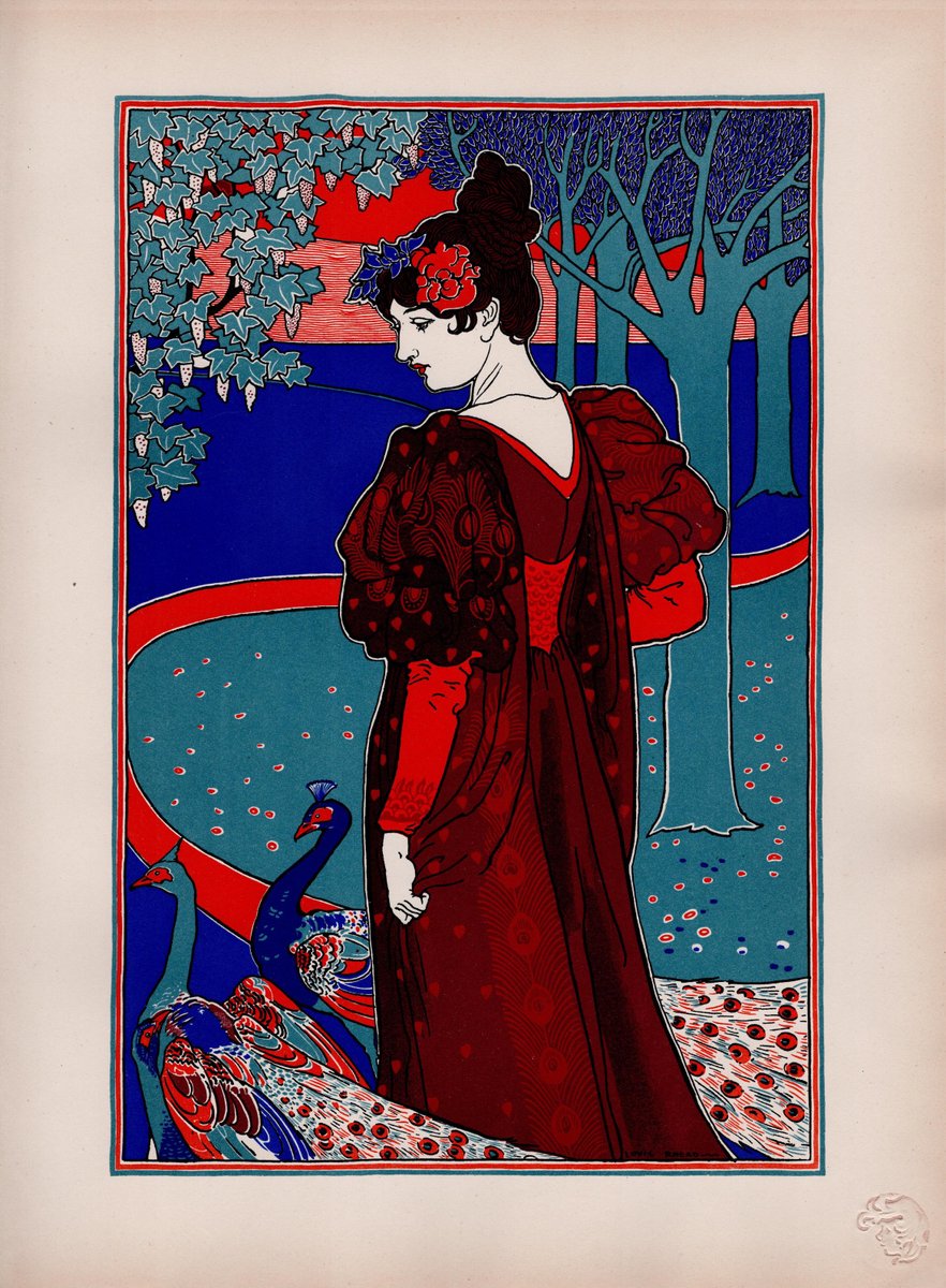 Louis Rhead, La Femme au Paon, 1897, Litografía sobre papel en venta en ...