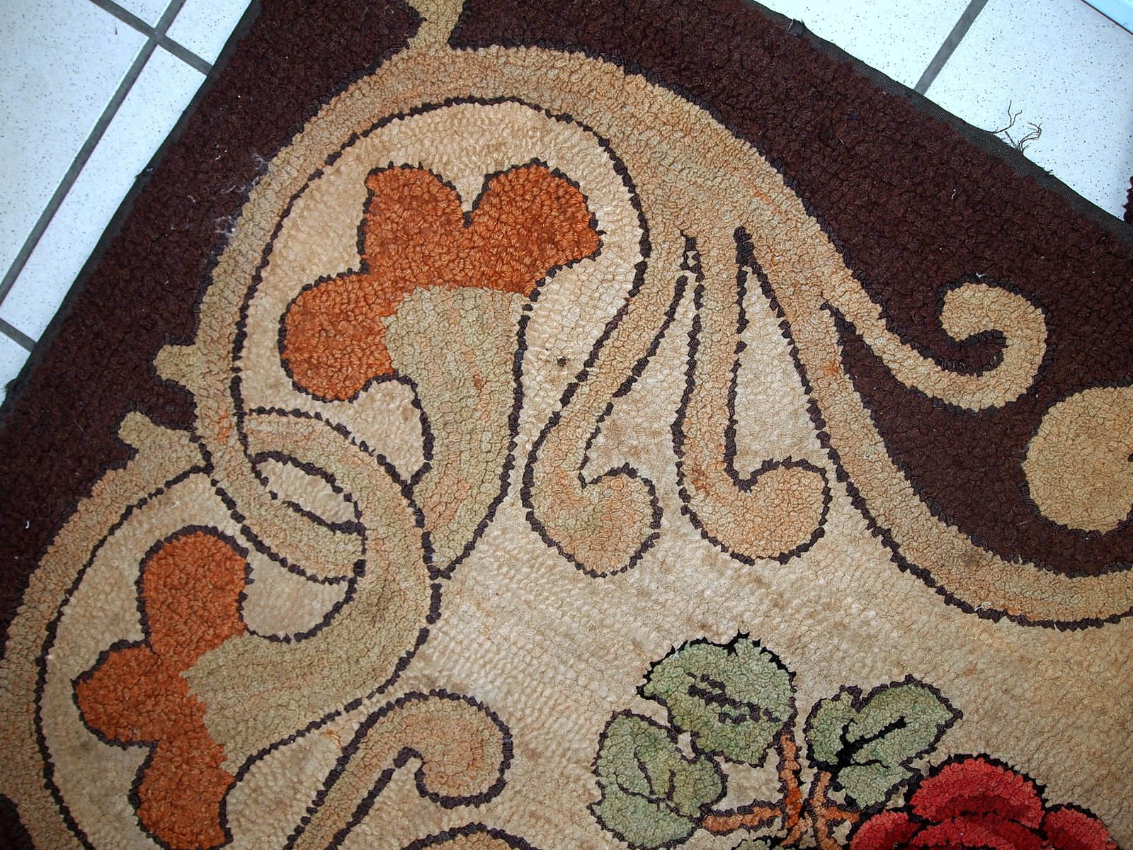 Antique Handmade American Hooked Rug, 1900s for sale at Pamono