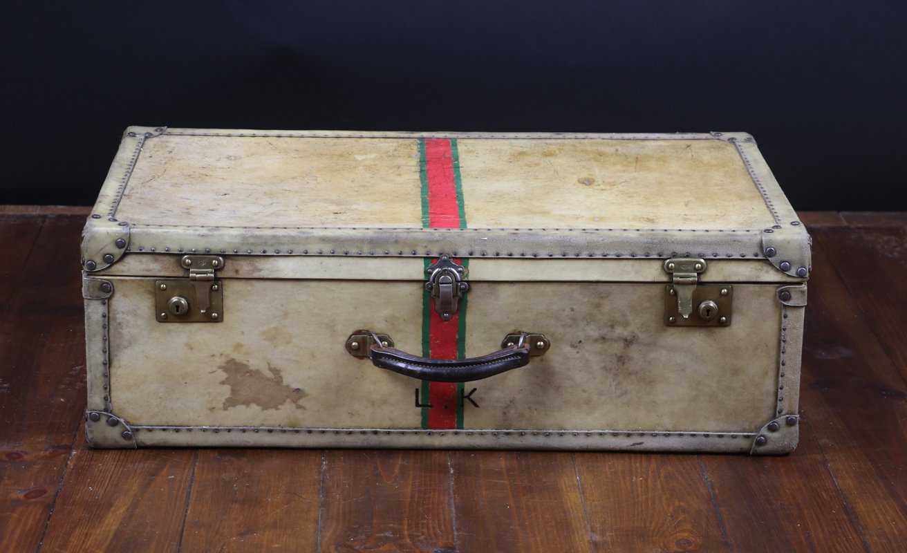 vintage parchment suitcase EMZ-254686