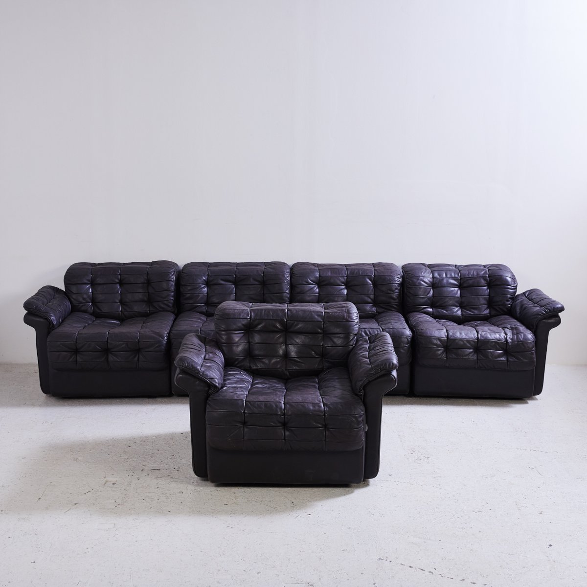 Model Ds 11 Black Leather Modular Sofa From De Sede 1970s For Model Ds 11 Black Leather Modular Sofa From De Sede 1970s