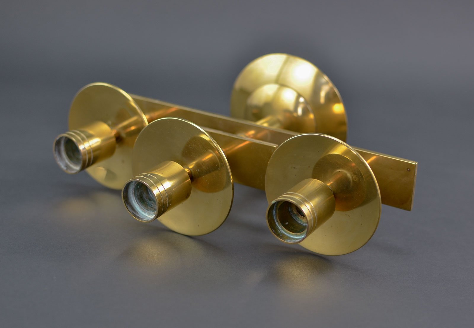 Danish Symmetrical Solid Brass Candle Holder from Dan Present, 1960s