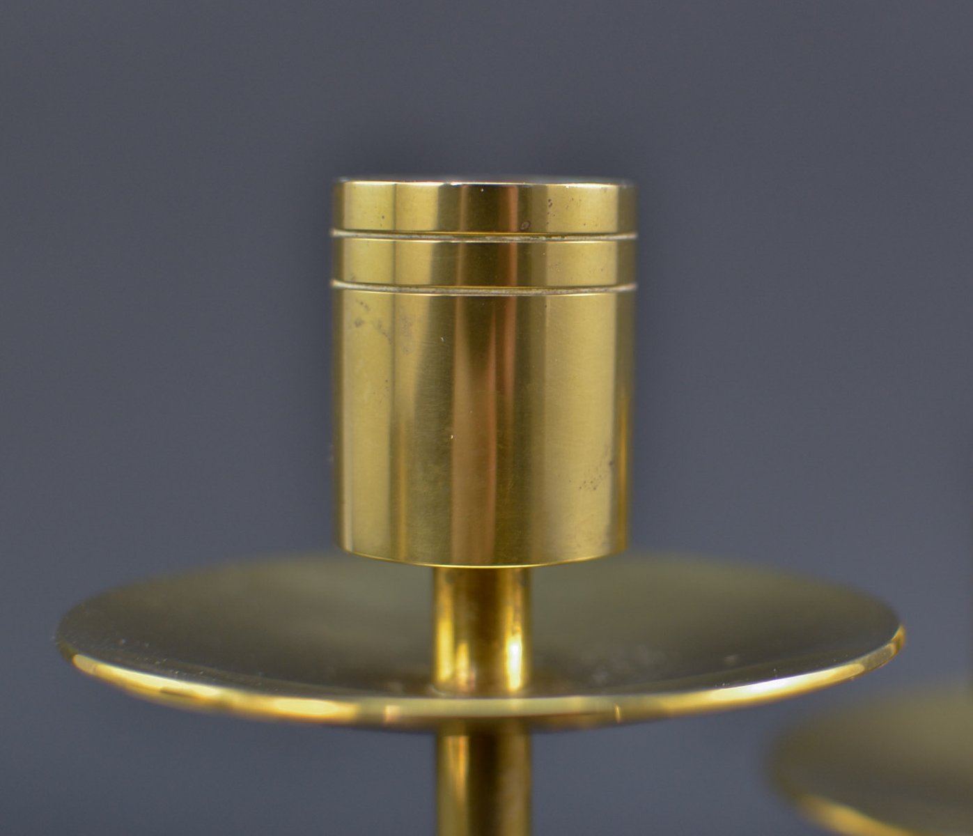 Danish Symmetrical Solid Brass Candle Holder from Dan Present, 1960s