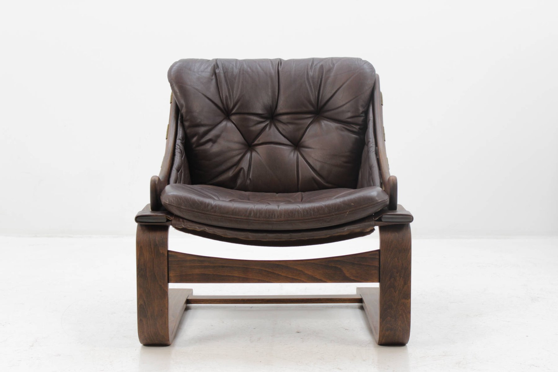 Scandinavian Bentwood Leather Lounge Chair by Ake Fribytter for Nelo