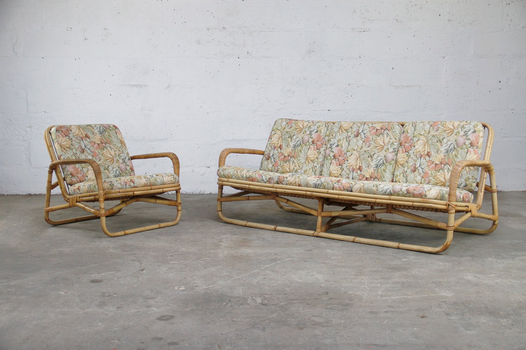 Vintage Bamboo Sofa And Chair Set For At Pamono Vintage Bamboo Sofa And Chair Set For