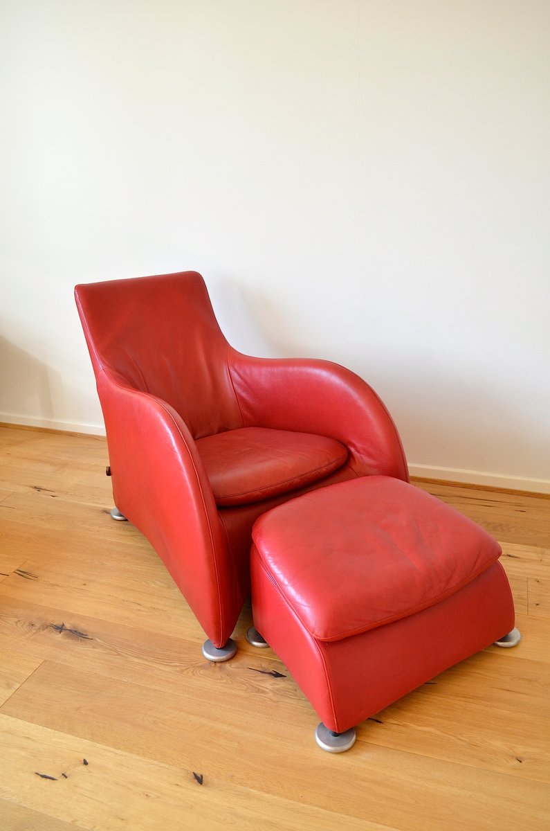 Sessel aus Leder mit Ottomane von Gerard van den Berg für Montis