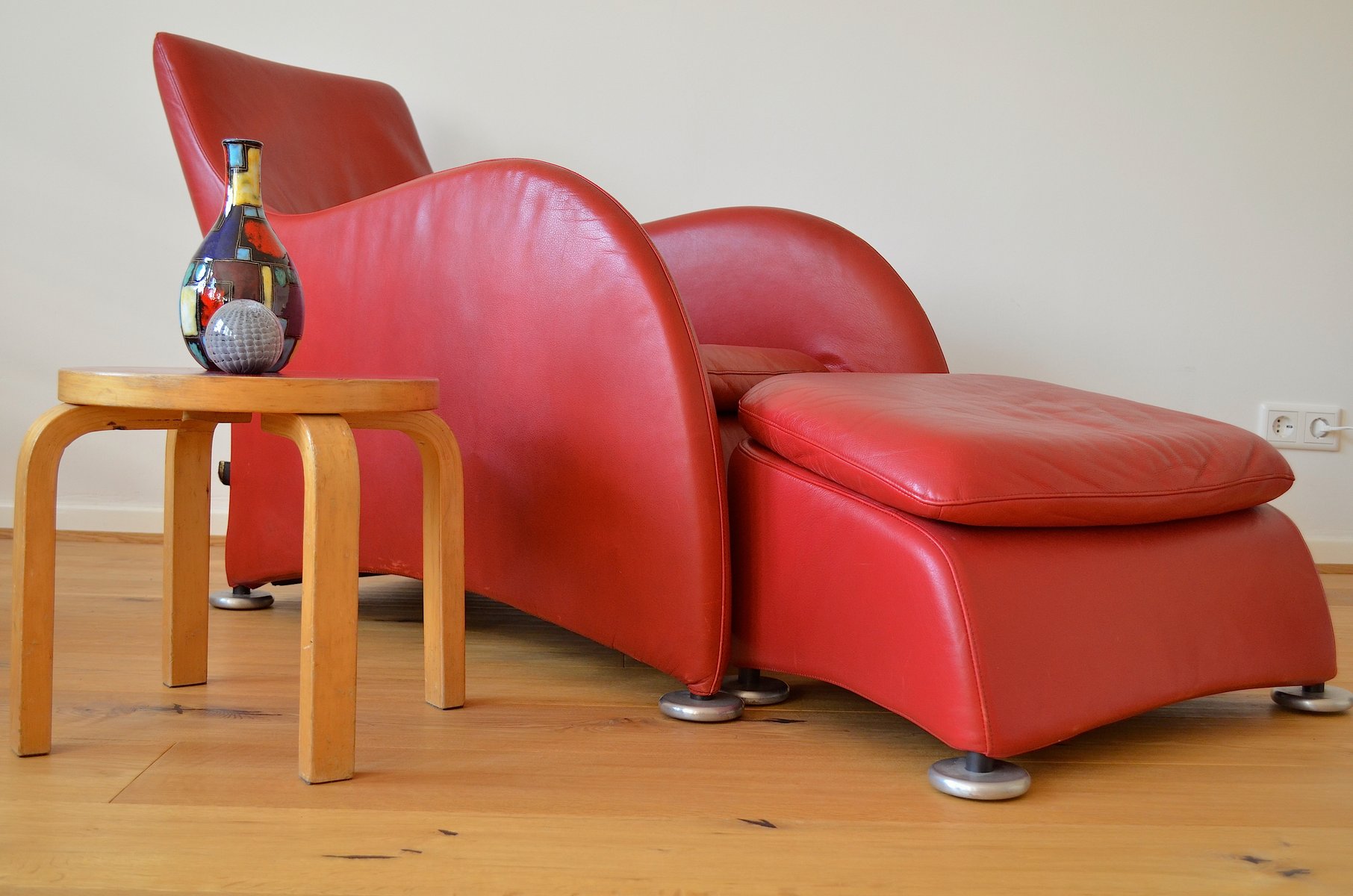 Sessel aus Leder mit Ottomane von Gerard van den Berg für Montis