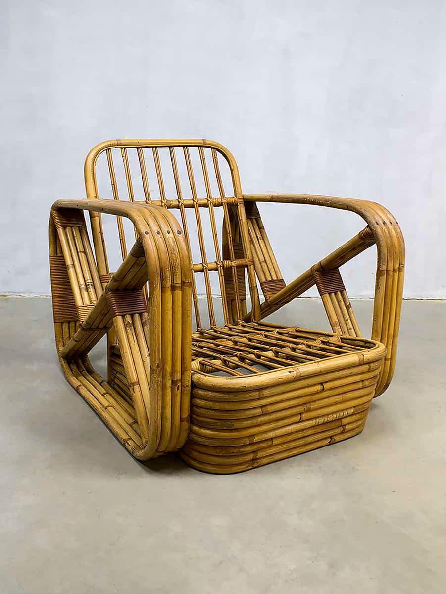 Vintage Rattan Lounge Chair by Paul Frankl, 1940s for sale at Pamono