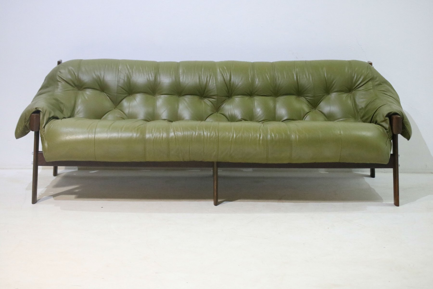 Model Mp 041 Green Leather Sofa From Percival Lafer 1960s For Model Mp 041 Green Leather Sofa From Percival Lafer 1960s