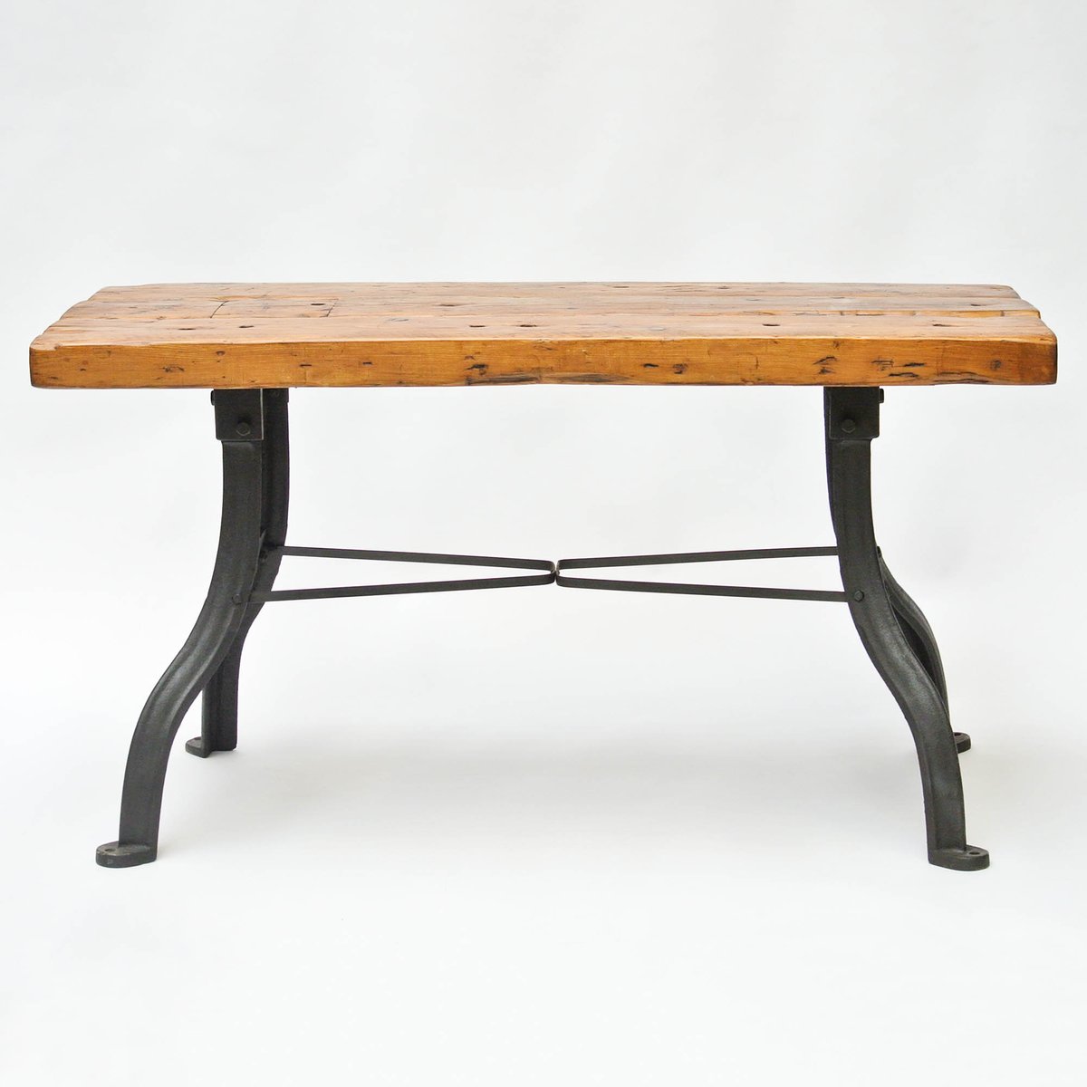 Tavolo da lavoro vintage in legno e ferro battuto in for Tavolo legno e ferro