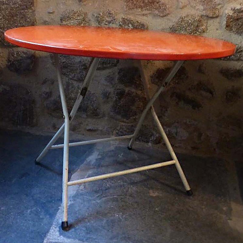 french red foldable metal table WK-260831