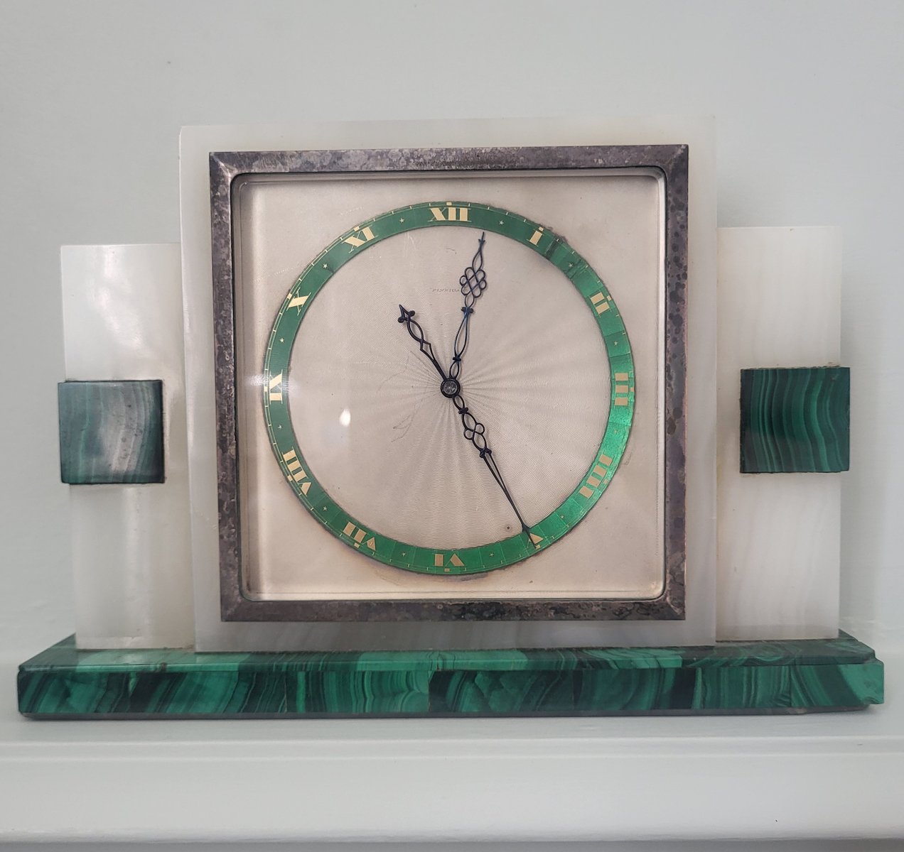Horloge de Cheminée Art Déco en Onyx et Malachite, France, 1920s en ...
