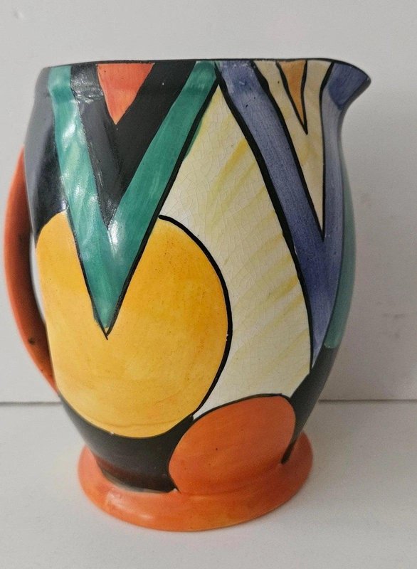 Art Deco Hand-Painted Geometric Jug by Enoch Boulton for Crown Devon ...